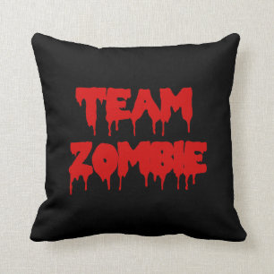 Team Zombie Rotes Blut auf Schwarz Kissen