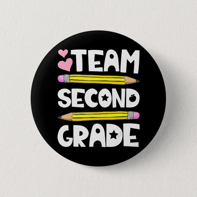 Team zweiter Klasse Spaß 2. Zurück zur Schule Lehr Button (Vorderseite)