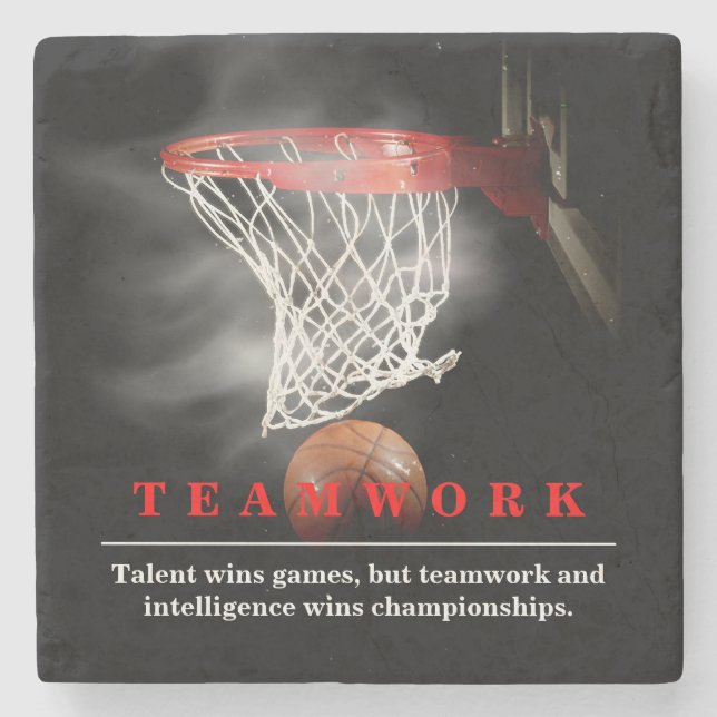 Teamarbeit Basketball Motivierend Inspirierend Steinuntersetzer (Vorderseite)