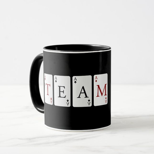 TEAMARBEIT. GEMEINSAM TEAM AUF ZU GEWINNEN. Tasse (Vorderseite Links)