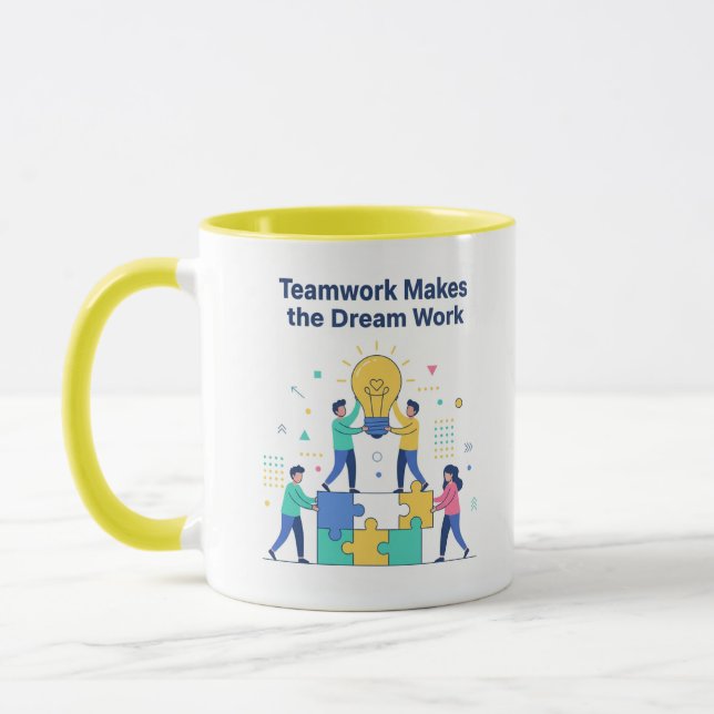 Teamarbeit Lässt Träume Wahr Werden Tasse (Links)