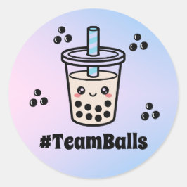#TeamBalls No Balls Bubble Tea Boba Gender Reveal Runder Aufkleber