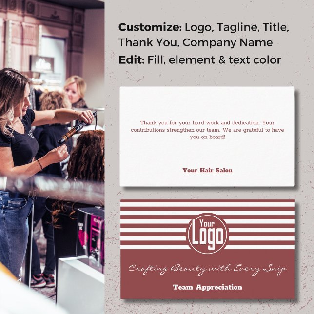 Teambewertung Elegance: Hair Salon Vielen Dank Visitenkarte (Team Appreciation Elegance: Hair Salon Thank You Business Card)
