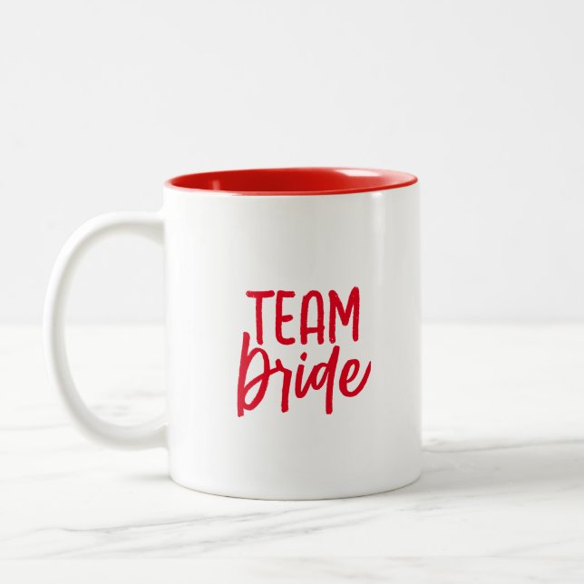 Teambriege | Coole, moderne Augen, rot Zweifarbige Tasse (Links)