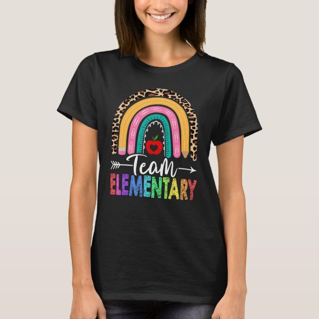 Teamelementar Lehrer Regenbogenleopard zurück zum  T-Shirt (Vorderseite)