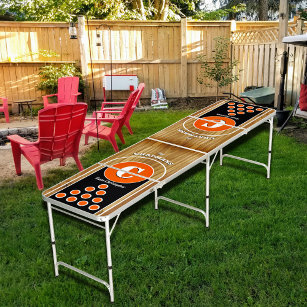 Teamfarben Orange/Schwarz Personalisiert Beer Pong Tisch