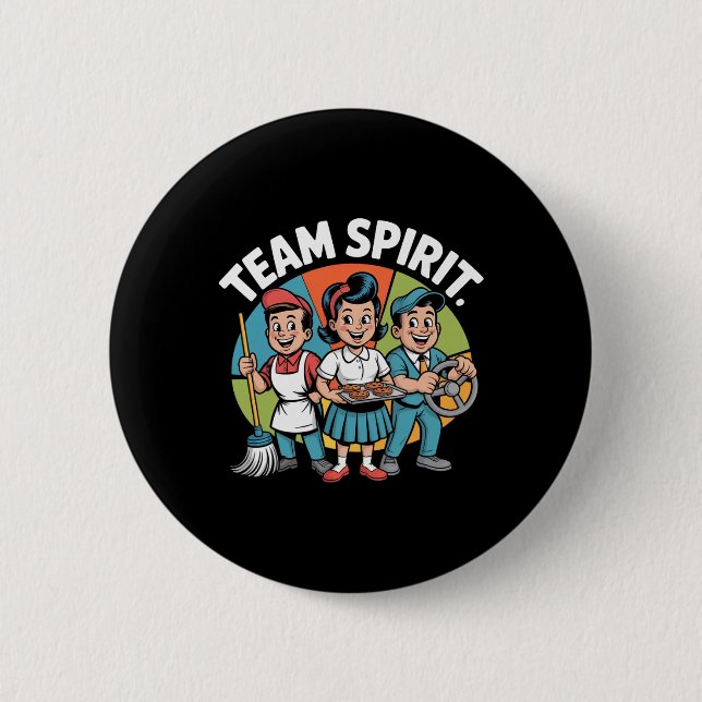 Teamgeist Zurück zur Schule Retro Positive Arbeits Button (Vorderseite)