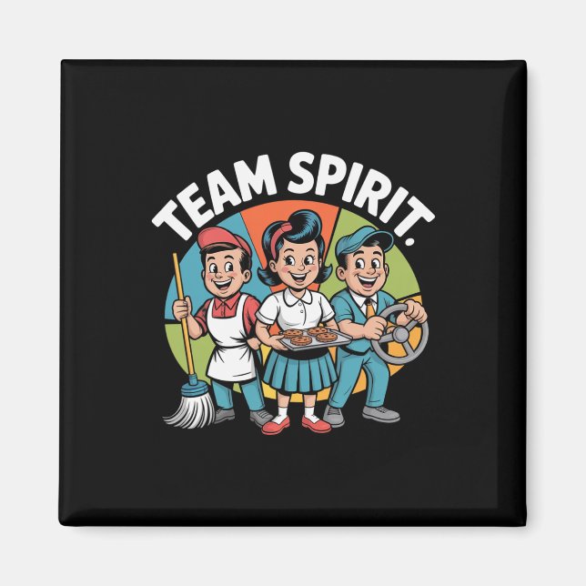 Teamgeist Zurück zur Schule Retro Positive Arbeits Magnet (Vorne)