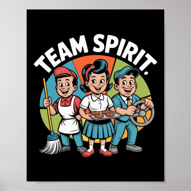 Teamgeist Zurück zur Schule Retro Positive Arbeits Poster (Vorne)