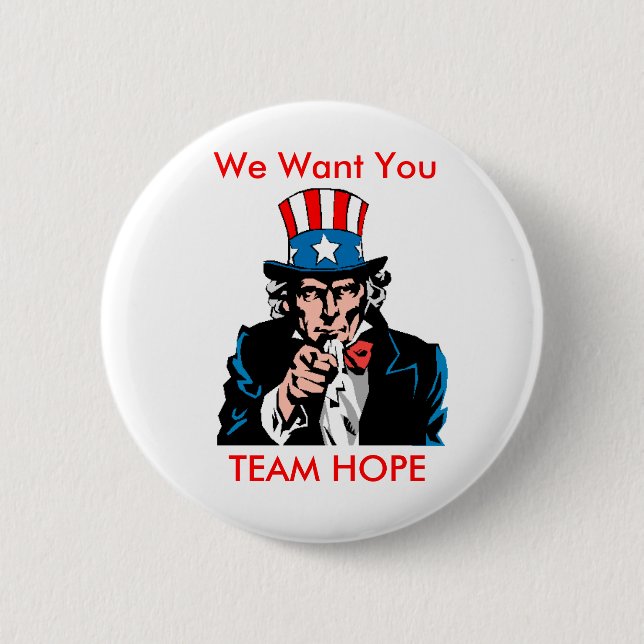 teamhope3, wollen wir Sie, TEAM-HOFFNUNG Button (Vorderseite)