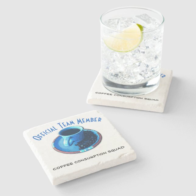 Teammitglied | Kaffee Konsument Squad Custom Steinuntersetzer (Seitenansicht)