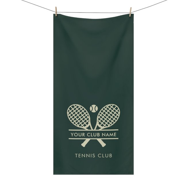 Teammitglieder hinzufügen Tennis Club Name hinzufü Badehandtuch (Lawn Tennis Rackets Motif Green Bath Towel)