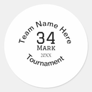 Teamname hier Name Turnierjahr hinzufügen Runder Aufkleber