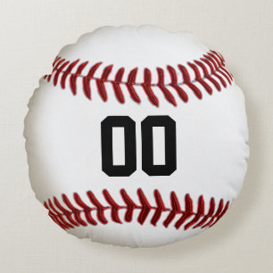 Teamname oder Ihr Name, NUMMER-Baseball-Pillows Rundes Kissen