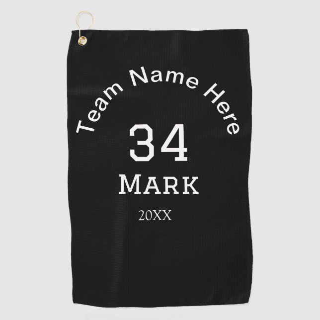 Teamname Spielername Datum Sport Männer  Golfhandtuch (Vorderseite)