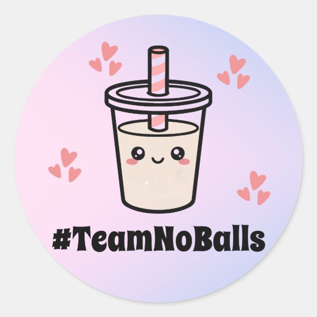 #TeamNoBalls No Boba Bubble Tea Boba Gender Reveal Runder Aufkleber (Vorderseite)
