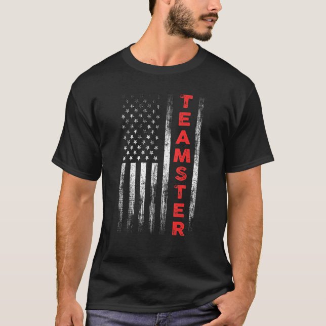 Teamster American Flag Patriotic Truck Driver Us T T-Shirt (Vorderseite)