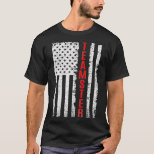 Teamster Stolz Amerikanische Flagge Abgenutzt T-Shirt