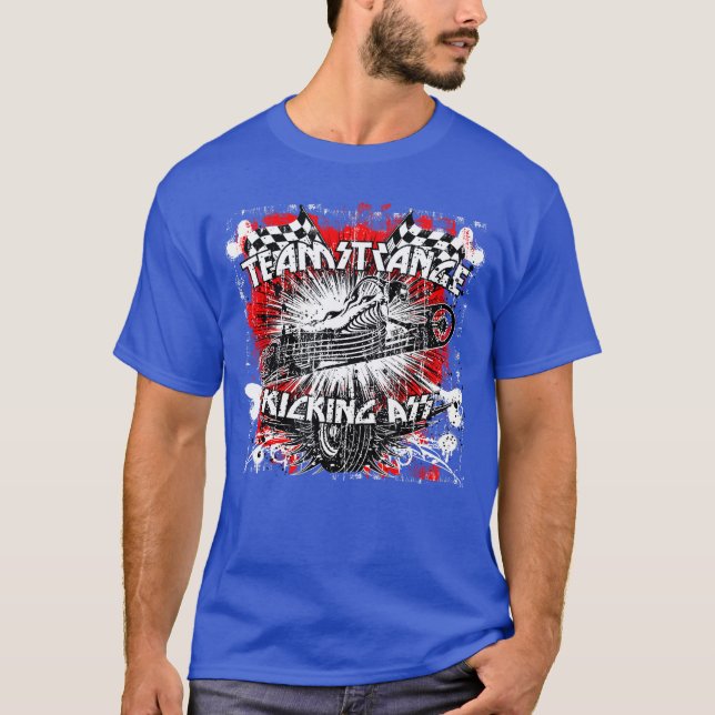 Teamstrange Punk Rock Racer Skeleton Rocking Desig T-Shirt (Vorderseite)