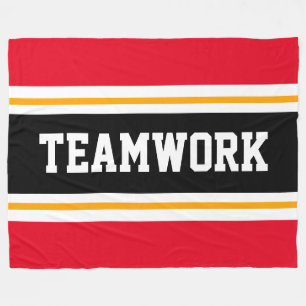 TEAMWORK Athletic Bright Red Schwarz-weiß Stripes Fleecedecke