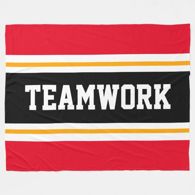 TEAMWORK Athletic Bright Red Schwarz-weiß Stripes Fleecedecke (Vorderseite (Horizontal))