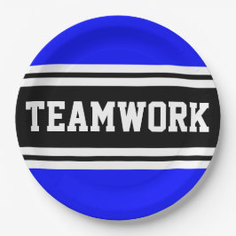 TEAMWORK Athletic Royal Blue Black Racing Stripes Pappteller