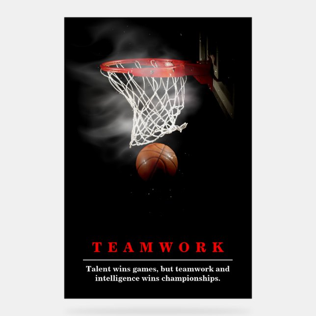 Teamwork Basketball Motivational Inspirational Acrylschild (Vorderseite)