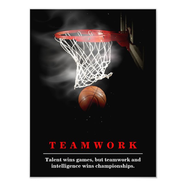 Teamwork Basketball Motivational Inspirational Fotodruck (Vorne)