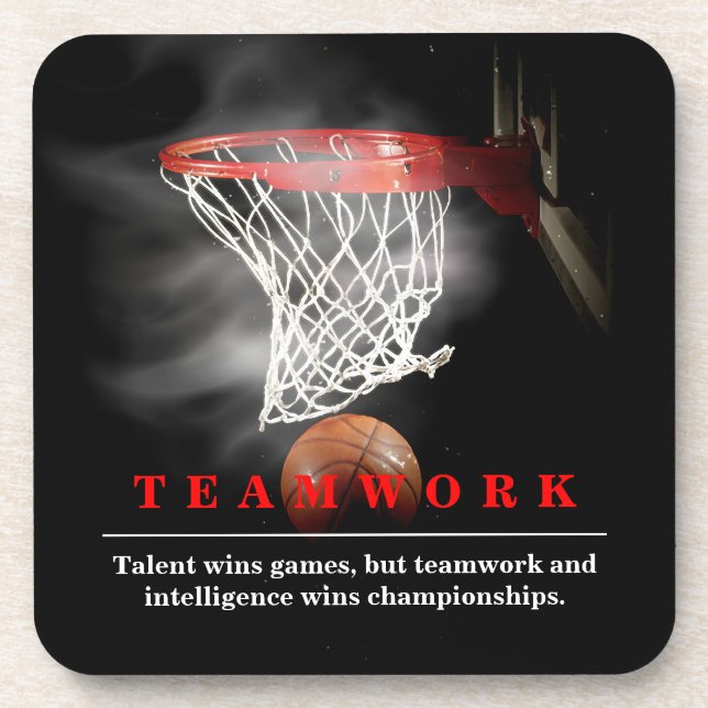 Teamwork Basketball Motivational Inspirational Getränkeuntersetzer (Vorderseite)