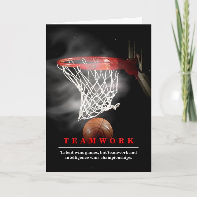 Teamwork Basketball Motivational Inspirational Karte (Vorderseite)