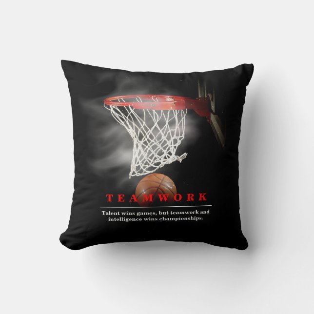 Teamwork Basketball Motivational Inspirational Kissen (Vorderseite)