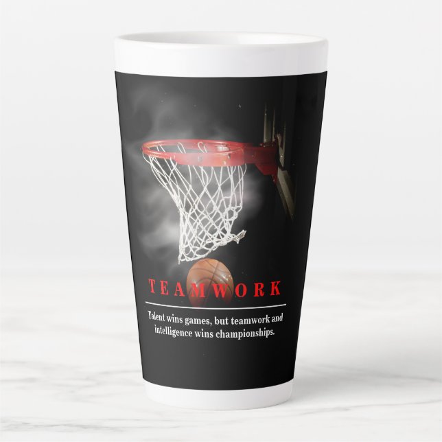 Teamwork Basketball Motivational Inspirational Milchtasse (Vorderseite)