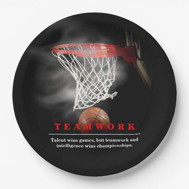 Teamwork Basketball Motivational Inspirational Pappteller (Vorderseite)
