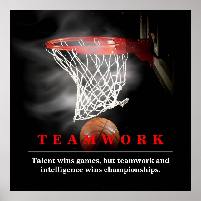 Teamwork Basketball Motivational Inspirational Poster (Vorne)