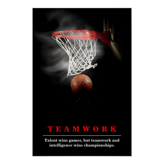 Teamwork Basketball Motivational Inspirational Poster (Vorderseite)