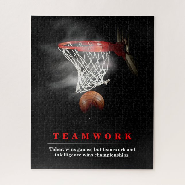 Teamwork Basketball Motivational Inspirational Puzzle (Vertikal)