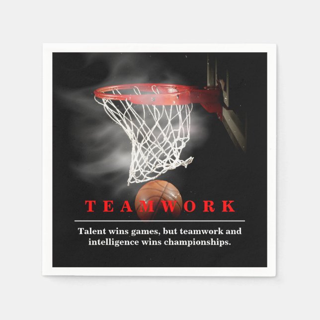 Teamwork Basketball Motivational Inspirational Serviette (Vorderseite)