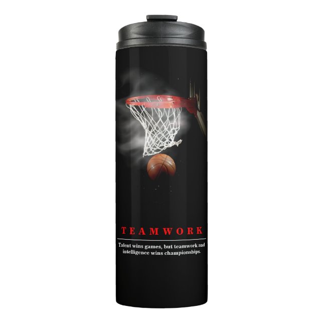 Teamwork Basketball Motivational Inspirational Thermosbecher (Vorderseite)