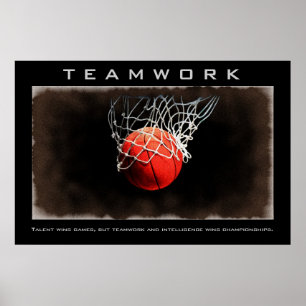 Teamwork Basketball Motivierend Poster
