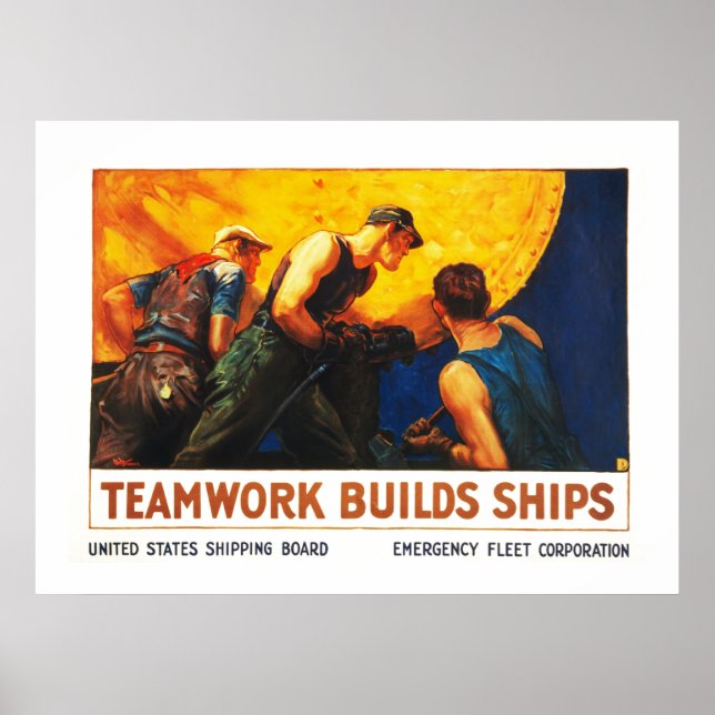 Teamwork baut Schiffe Poster (Vorne)