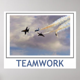 Teamwork-blaue Engels-Plakat Poster