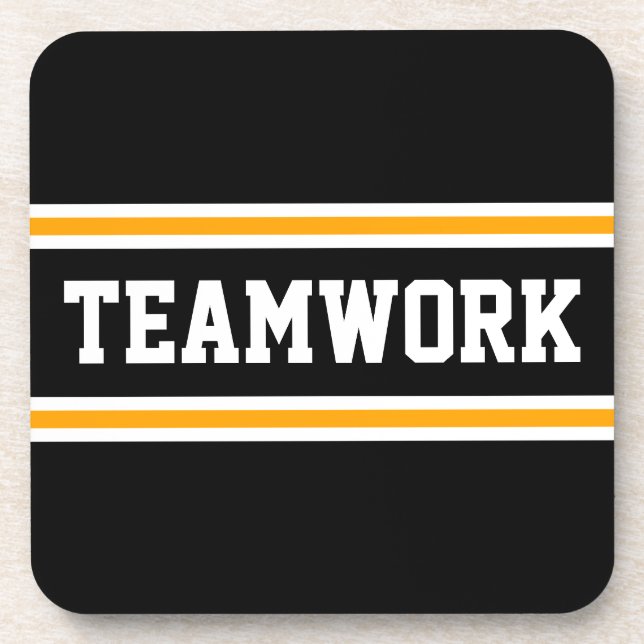TEAMWORK Bright Orange Schwarz-weiß Racing Stripes Getränkeuntersetzer (Vorderseite)