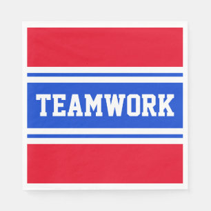 TEAMWORK Bright Red White Blue Racing Streifen Serviette