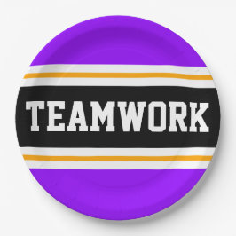 TEAMWORK Coole, helle, Lila Orangenstreifen Pappteller