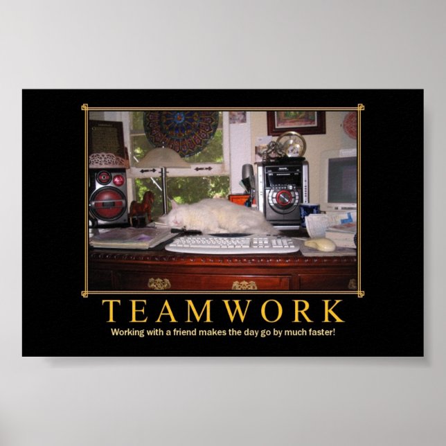 Teamwork Desk Kitty Mini Poster (Vorne)