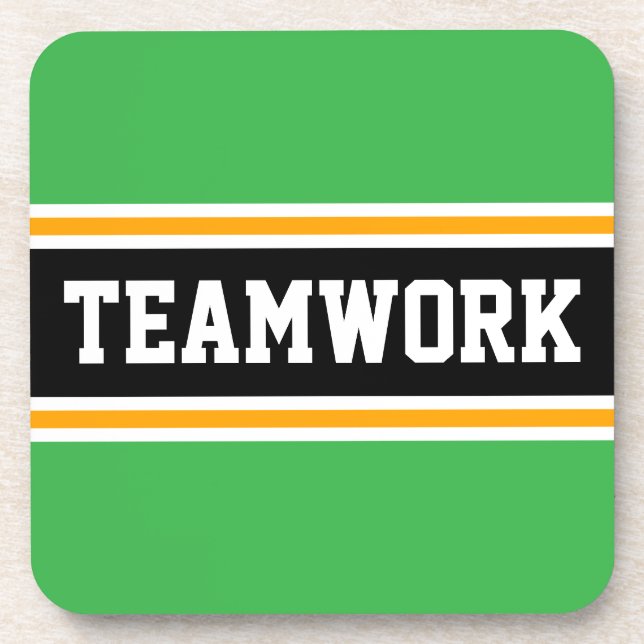 TEAMWORK Fun Hellgrüner 70er Racing Stripes Getränkeuntersetzer (Vorderseite)
