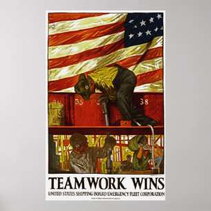 Teamwork gewinnt Plakat