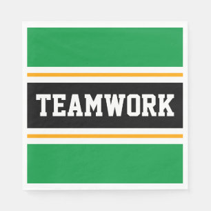 TEAMWORK Grün Schwarz Weiß Orange Rennstreifen Serviette