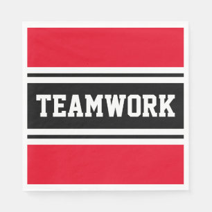 TEAMWORK Helle Red Schwarz-weiß Racing Stripes Serviette