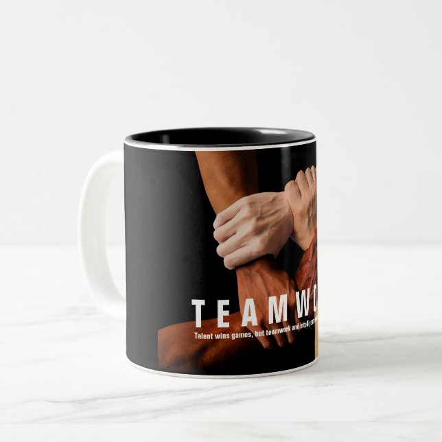 Teamwork Inspiration Motivierend Zitat Zweifarbige Tasse (Vorderseite Links)